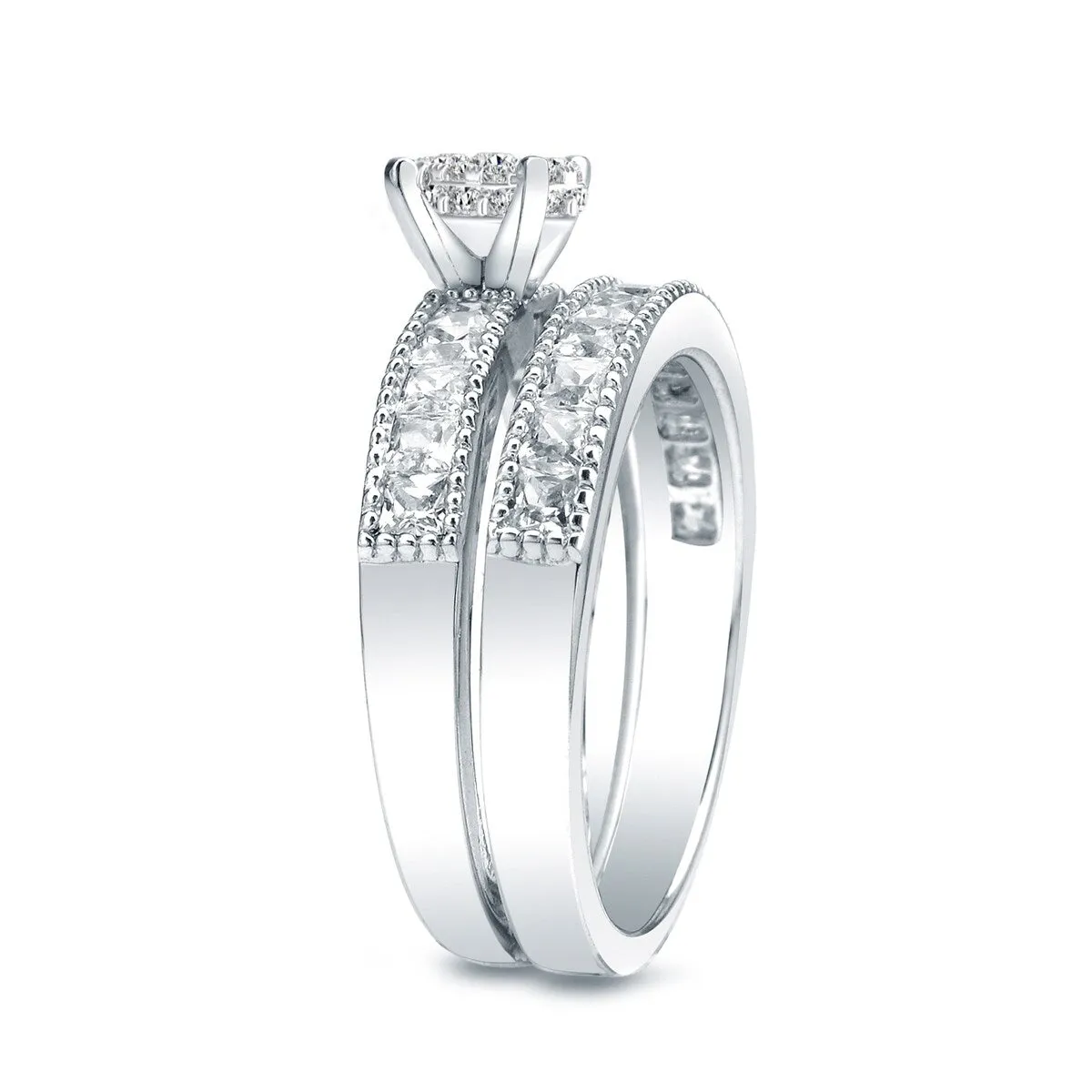 Auriya 1 1/4ctw Classic Round Diamond Engagement Ring Set 14k Gold sold by Zulily product image thumbnail 4