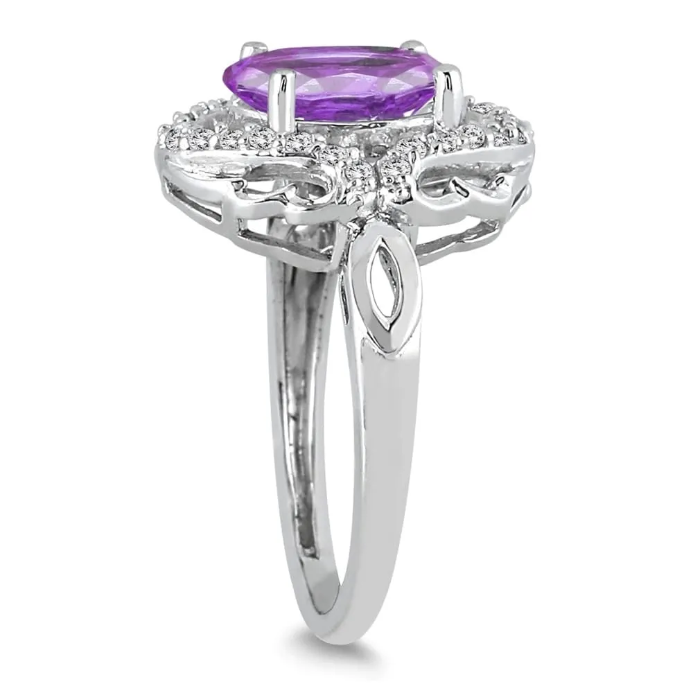 3 1/2 Carat Oval Amethyst and Diamond Ring in 10K White Gold sold by Zulily product image thumbnail 2