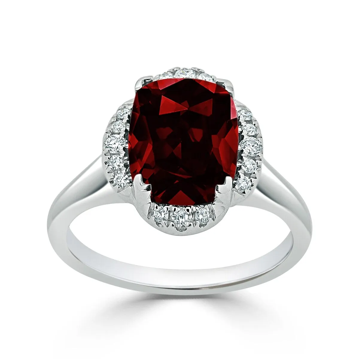 Auriya 4ct Cushion-cut Garnet Halo Diamond Engagement Ring 1/8ctw 14k Gold sold by Zulily product image thumbnail 3
