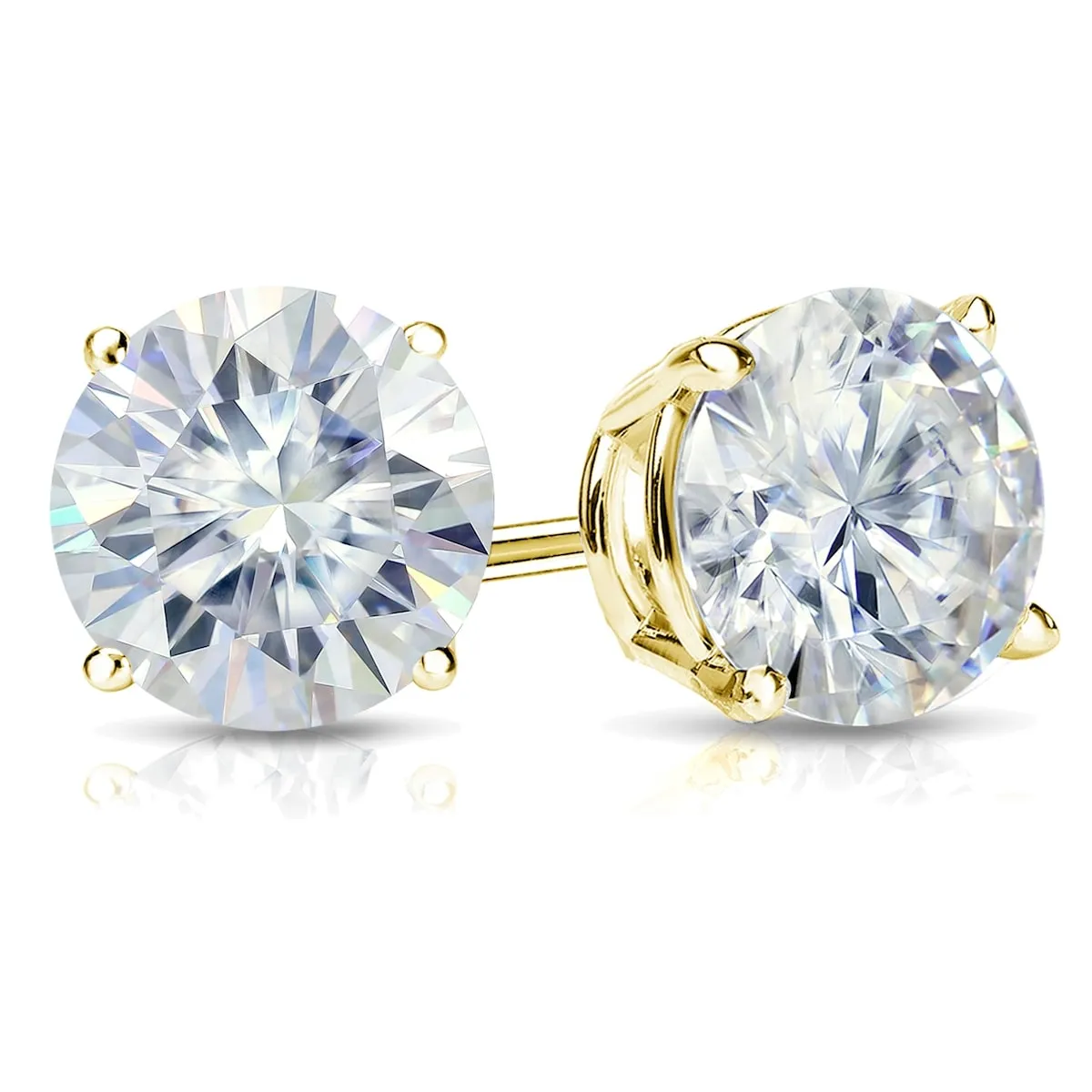Auriya 4ctw Round Moissanite Stud Earrings 14k Gold 4-Prong Basket - 8.2 mm sold by Zulily product image thumbnail 3