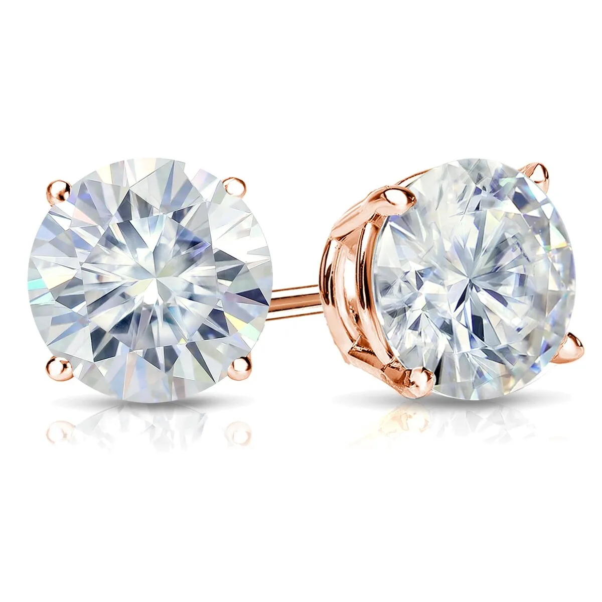 Auriya 4ctw Round Moissanite Stud Earrings 14k Gold 4-Prong Basket - 8.2 mm sold by Zulily