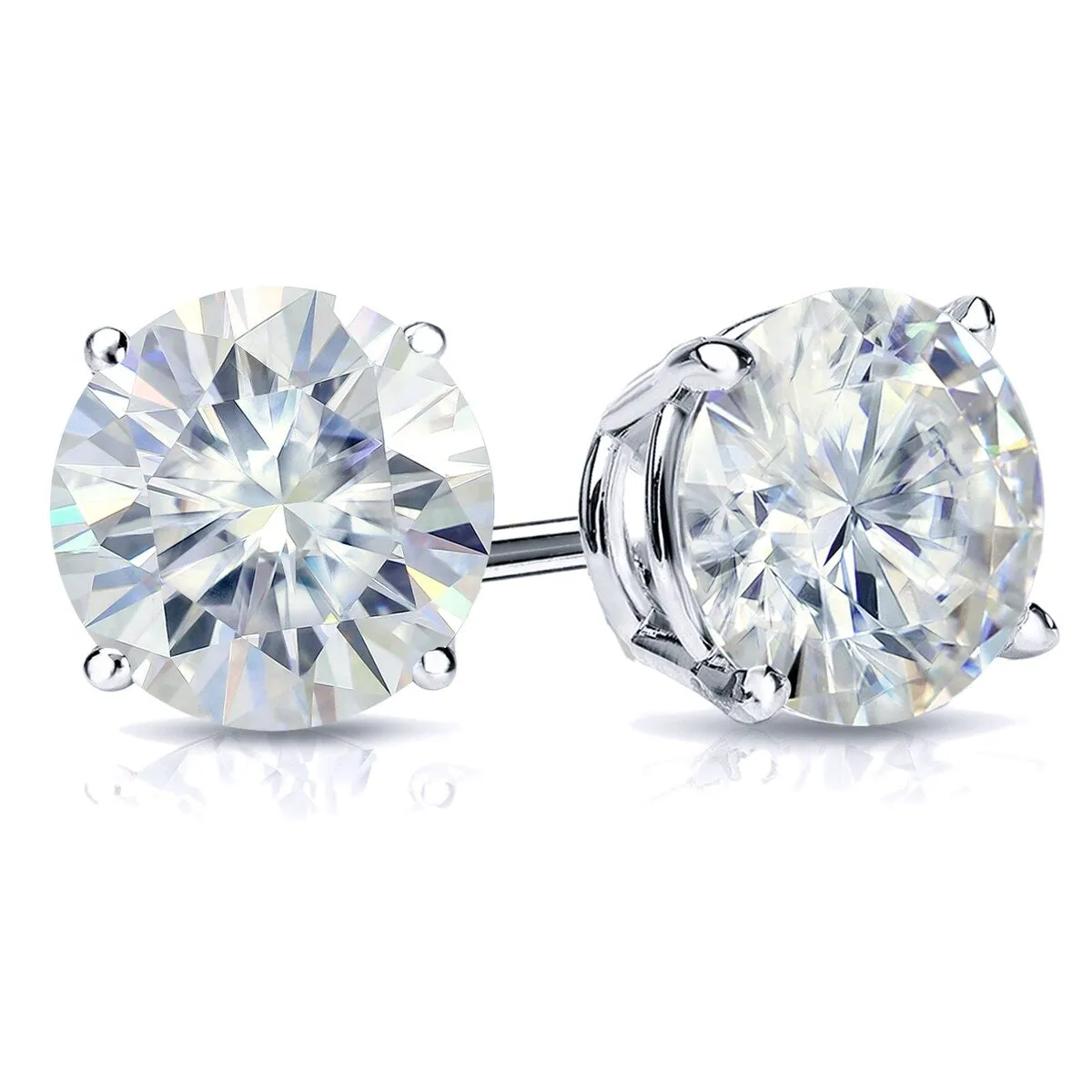 Auriya 4ctw Round Moissanite Stud Earrings 14k Gold 4-Prong Basket - 8.2 mm sold by Zulily product image thumbnail 2