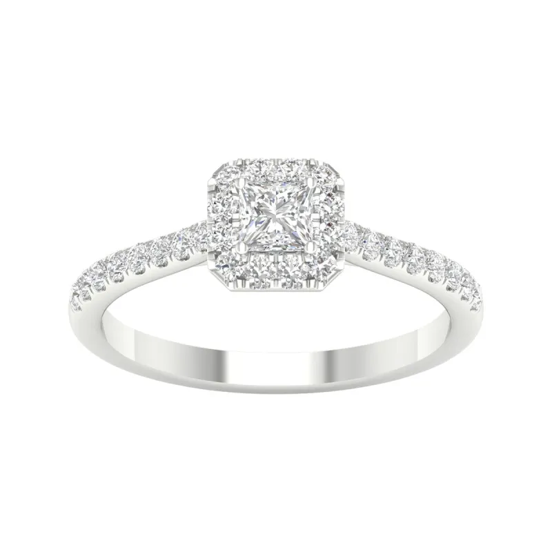 1/2ct TDW Princess Cut Diamond Halo Ring in 10k Gold by De Couer sold by Zulily
