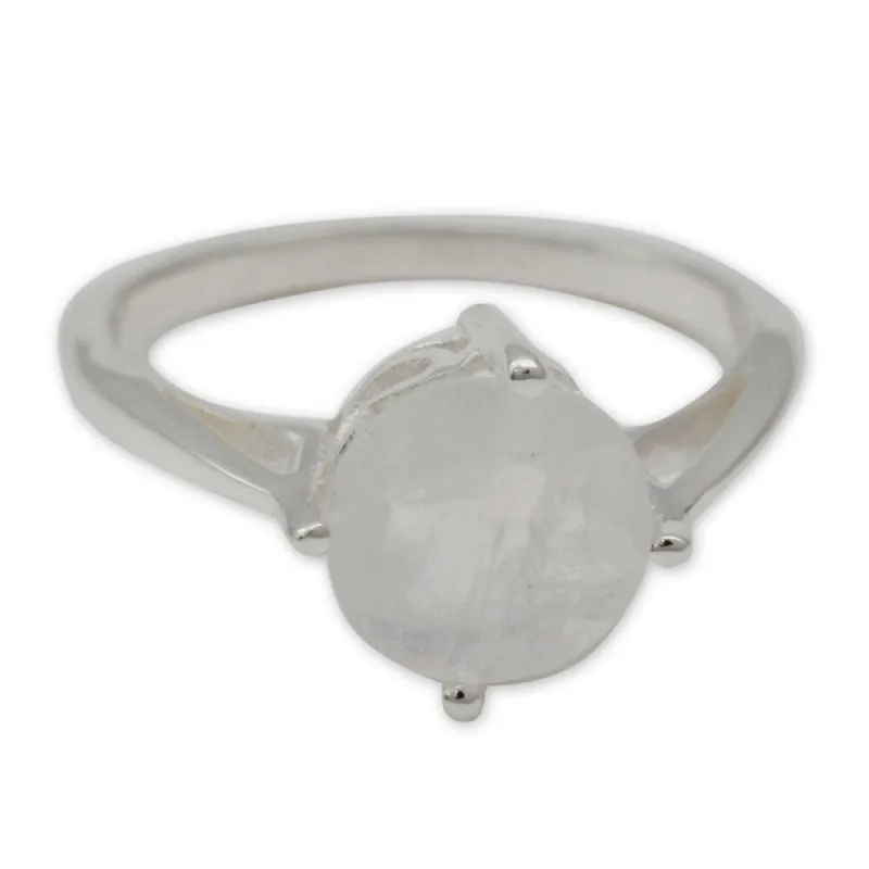 NOVICA Handmade Fortune Sterling Silver Moonstone Ring (India) sold by Zulily