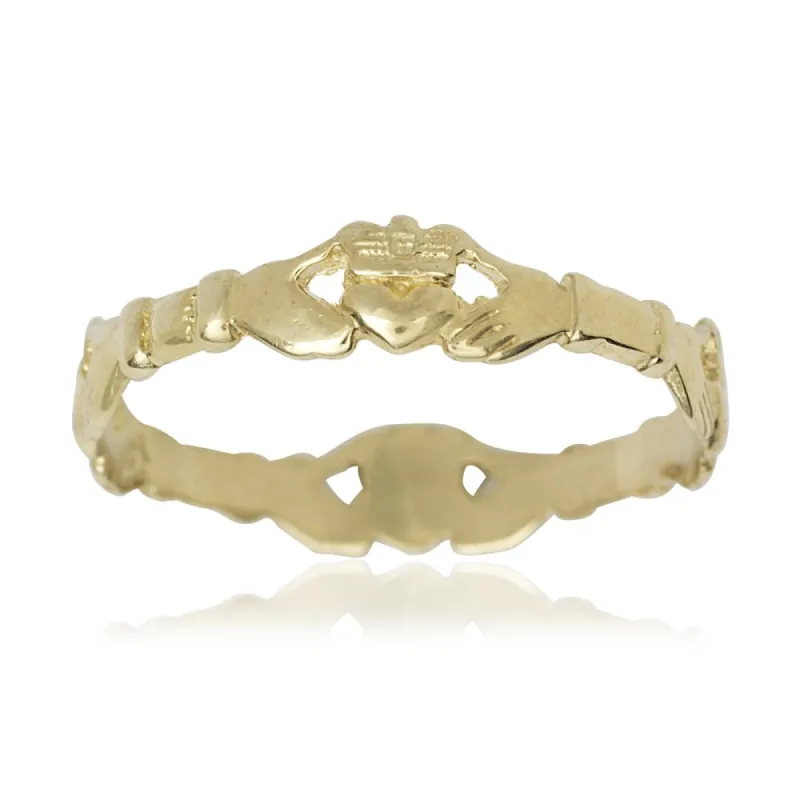 Women's 14k Yellow Gold Claddagh Celtic Thumb Ring made by Zulily