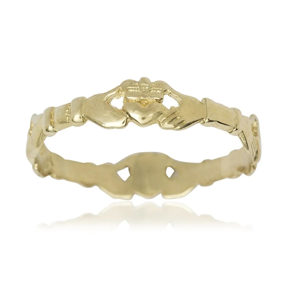 Women's 14k Yellow Gold Claddagh Celtic Thumb Ring sold by Zulily