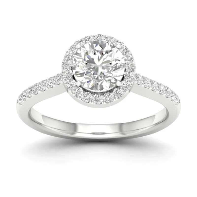 De Couer 14k Gold 1 1/3ct TDW Diamond Halo Engagement Ring sold by Zulily