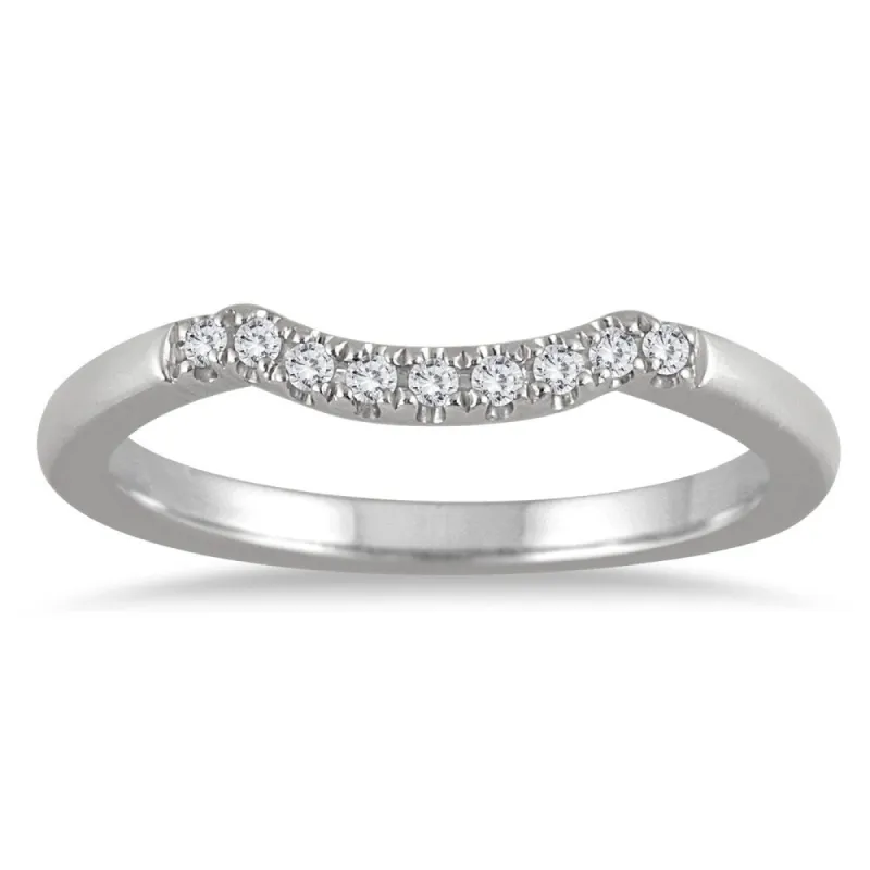 1/10 Carat TW Curved Diamond Wedding Band in 14K White Gold sold by Zulily