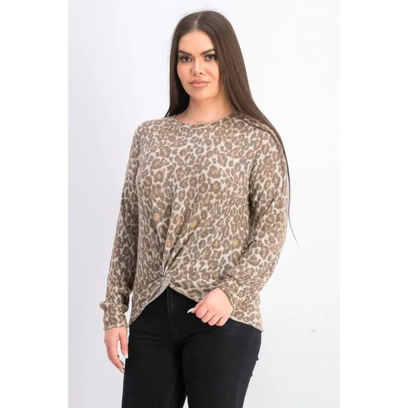 Hippie Rose Juniors' Cozy Twist-Front Top Brown Size Large sold by Zulily