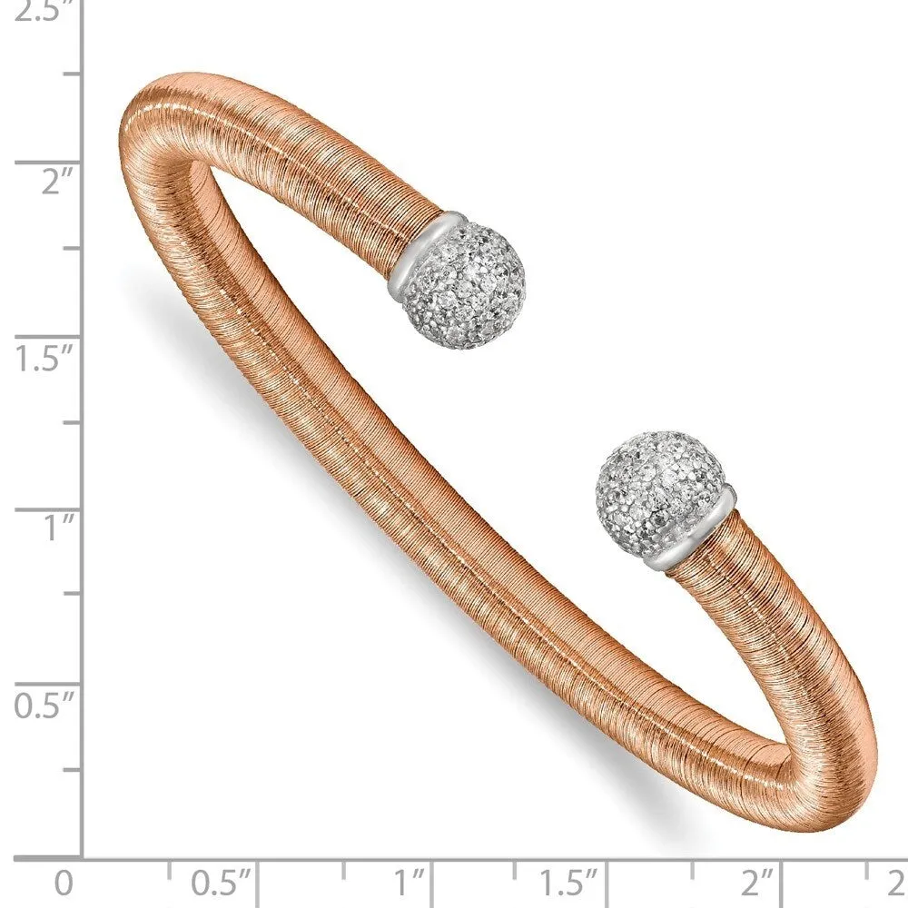 Curata 925 Sterling Silver Rose Textured Cubic Zirconia 6mm Cuff Bangle Bracelet sold by Zulily product image thumbnail 2
