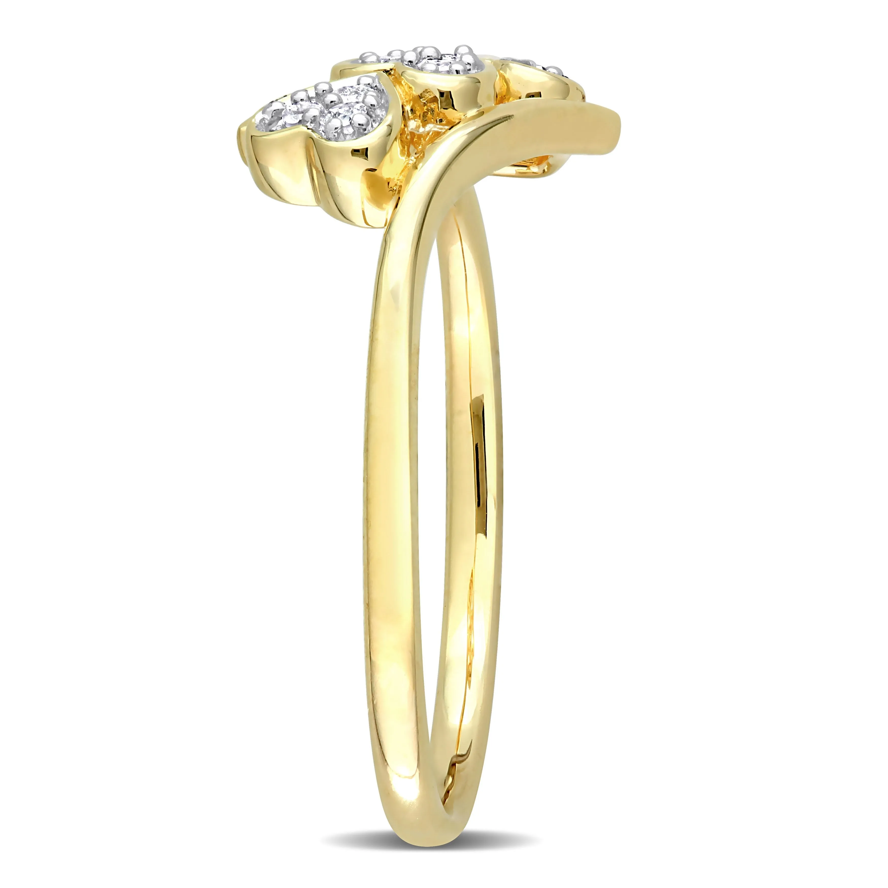 Miadora 1/10ct TDW Diamond Triple Heart Bypass Promise Ring in Yellow Silver sold by Zulily product image thumbnail 2