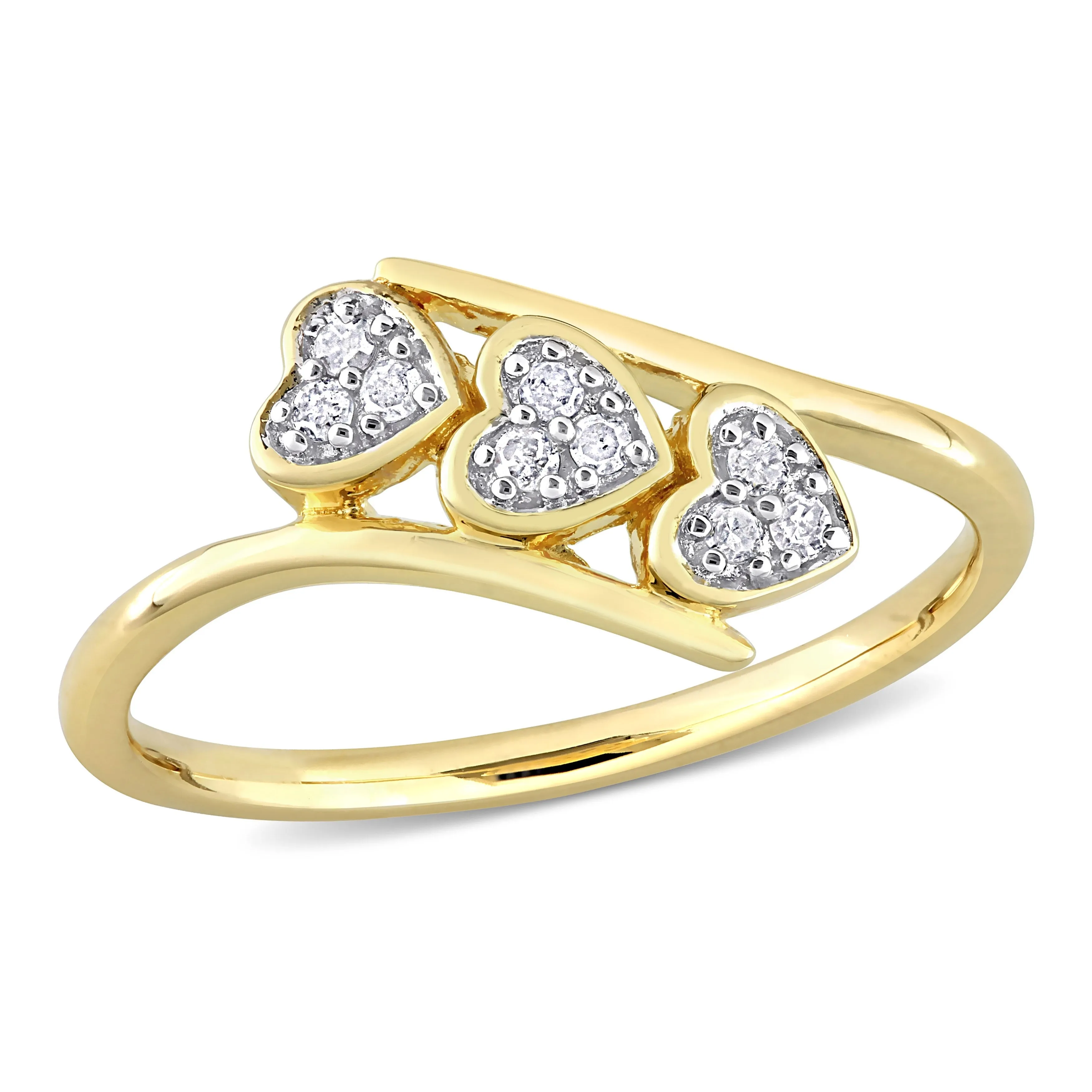 Miadora 1/10ct TDW Diamond Triple Heart Bypass Promise Ring in Yellow Silver sold by Zulily