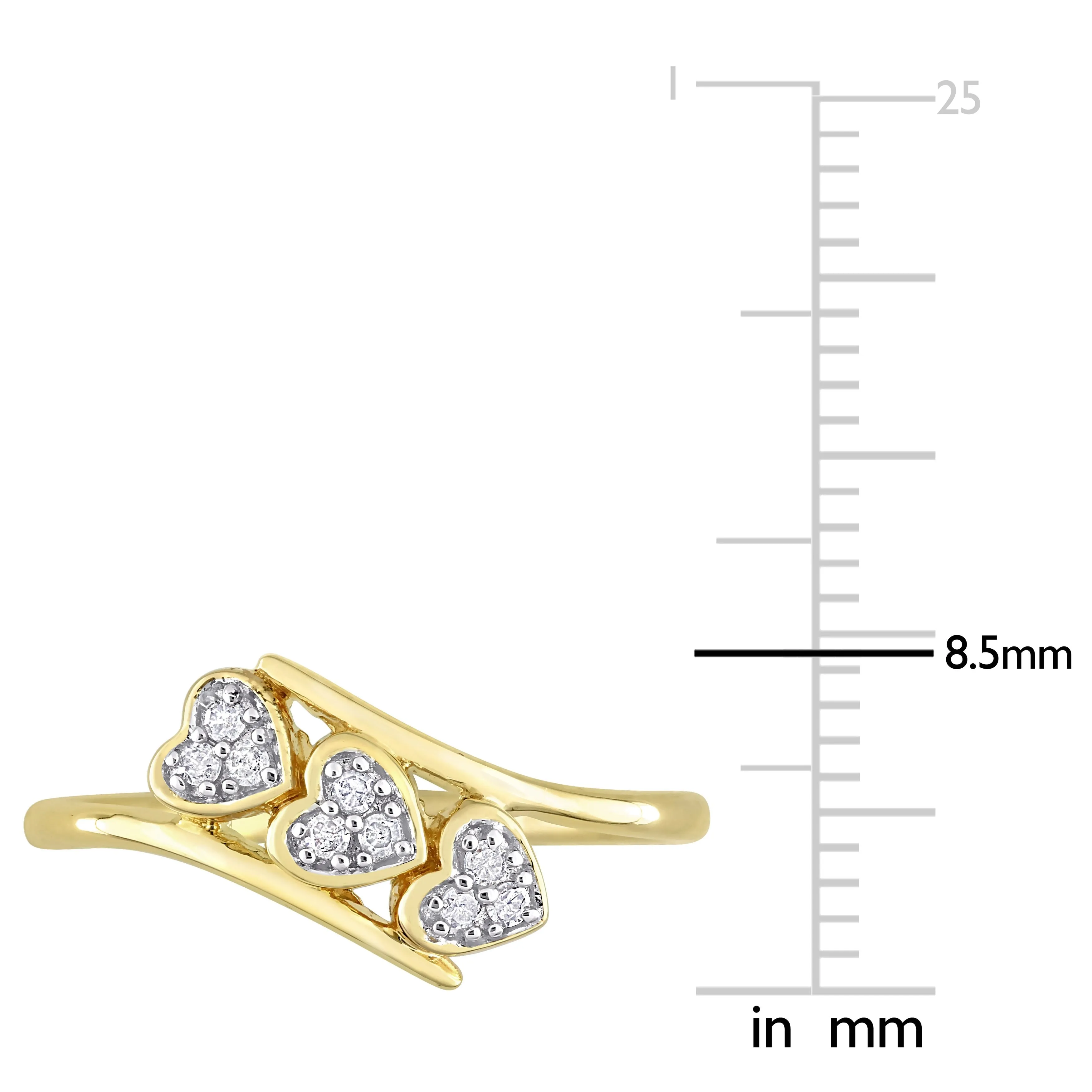 Miadora 1/10ct TDW Diamond Triple Heart Bypass Promise Ring in Yellow Silver sold by Zulily product image thumbnail 3