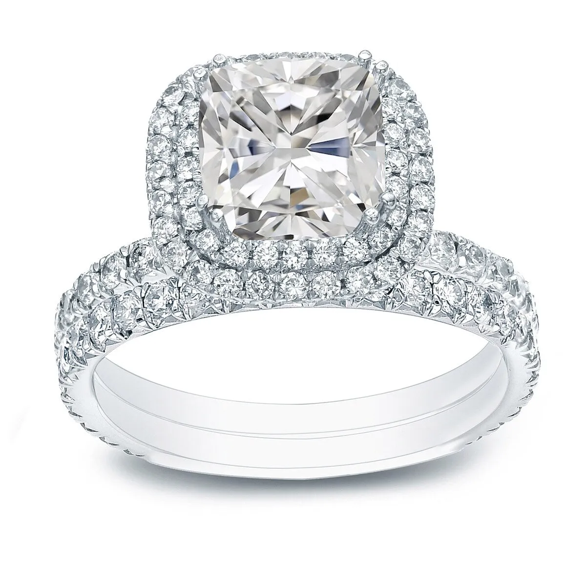 Auriya 2ctw Cushion-cut Halo Diamond Engagement Ring Set 14k Gold Certified sold by Zulily
