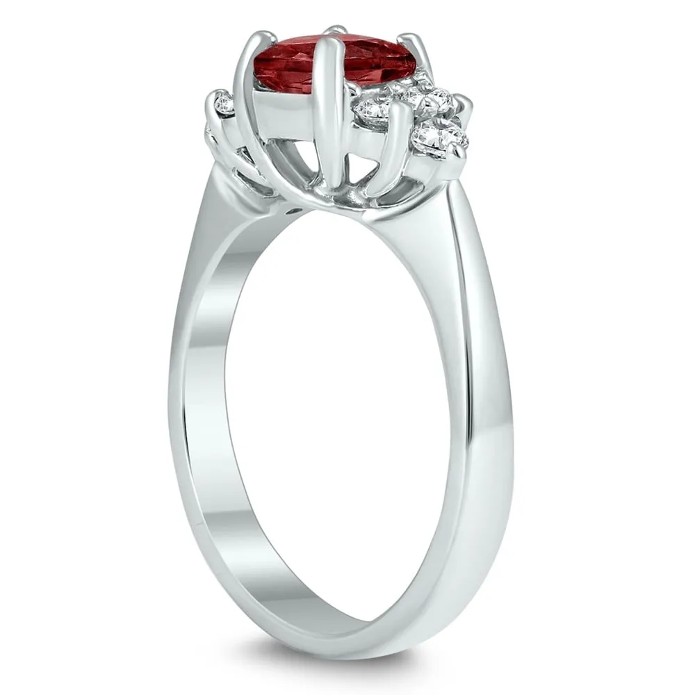 Princess Cut 6X6MM Garnet and Diamond Duchess Ring in 10K White Gold sold by Zulily product image thumbnail 2