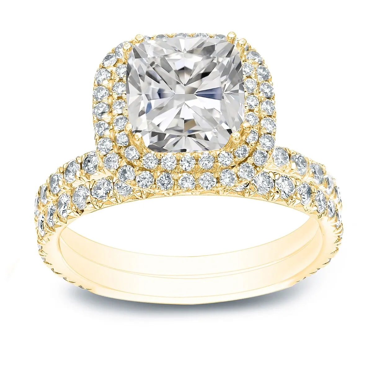 Auriya 2ctw Cushion-cut Halo Diamond Engagement Ring Set 14k Gold Certified sold by Zulily product image thumbnail 2