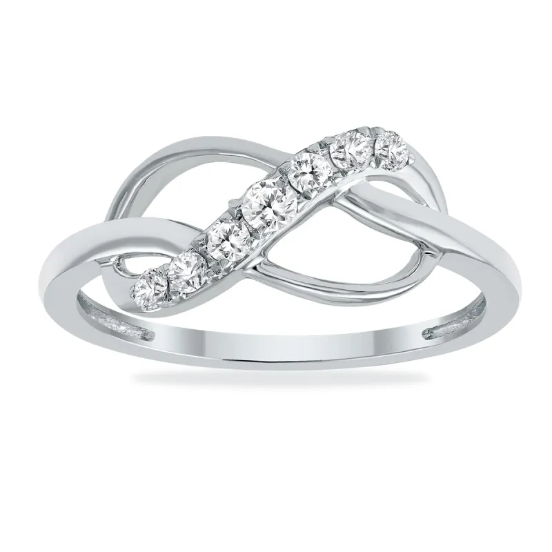1/5 Carat TW Diamond Infinity Ring in 10K White Gold sold by Zulily