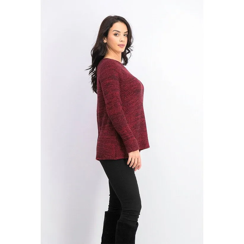 Style & Co Women's Petite Marled-Knit Sweater Red Size Petite Small sold by Zulily product image thumbnail 3