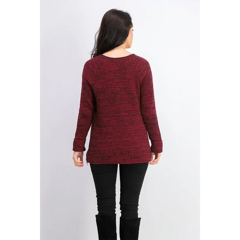 Style & Co Women's Petite Marled-Knit Sweater Red Size Petite Small sold by Zulily product image thumbnail 2