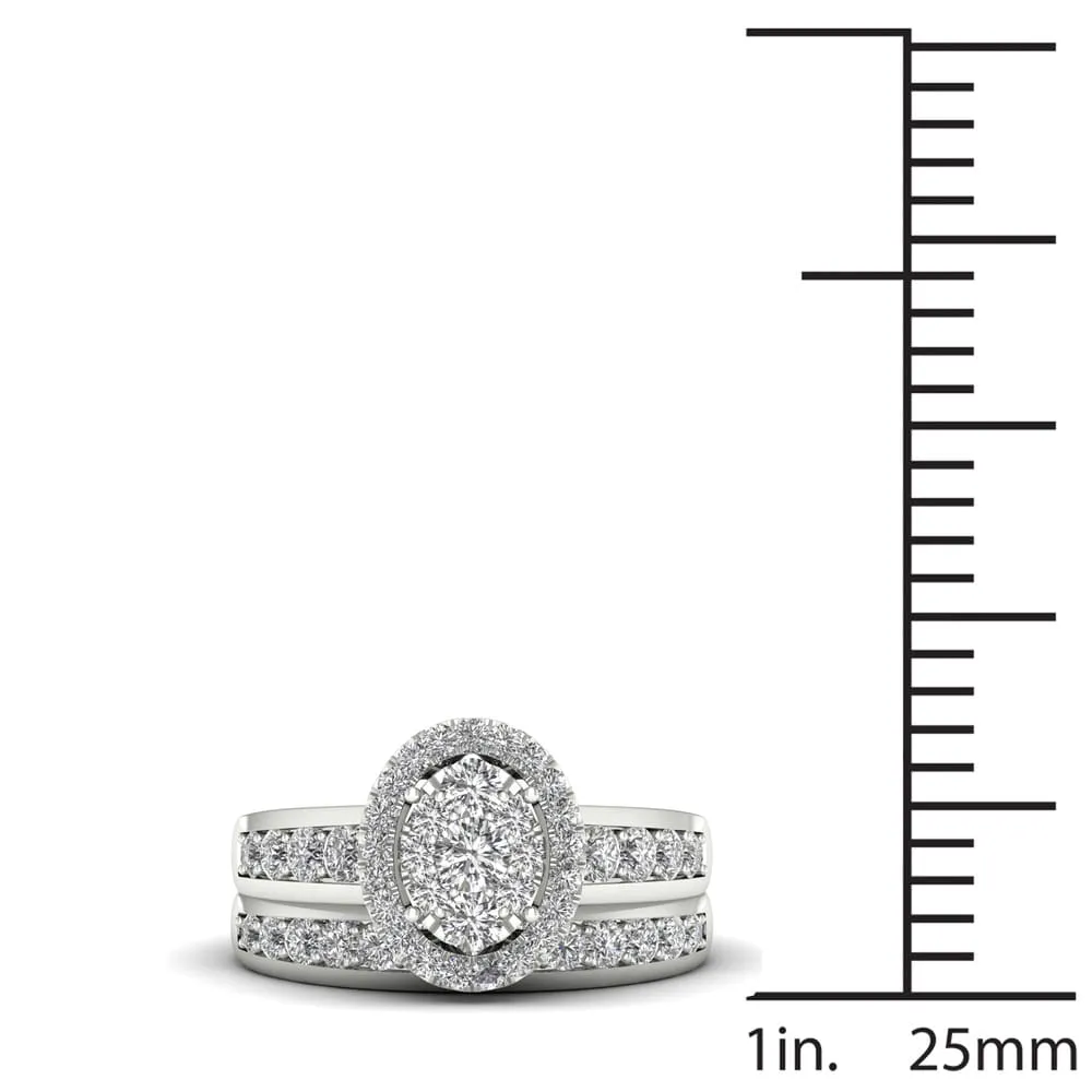 De Couer 1ct TDW Diamond Cluster Engagement Ring Set - White sold by Zulily
