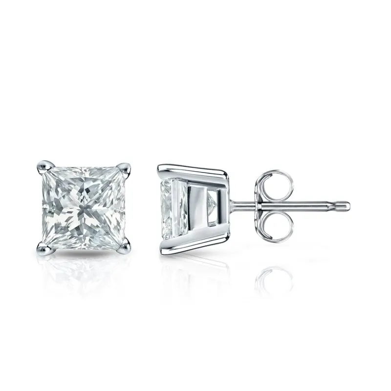 Auriya 18-karat Gold Lab Grown 1.25 carat TDW Princess Diamond Stud Earrings 4-Prong Basket Push-back sold by Zulily product image thumbnail 5