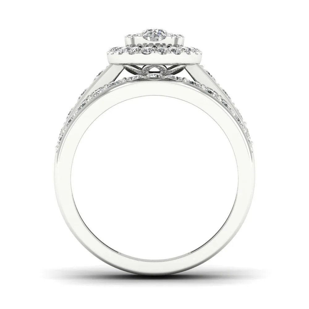 De Couer 1ct TDW Diamond Cluster Engagement Ring Set - White sold by Zulily product image thumbnail 5