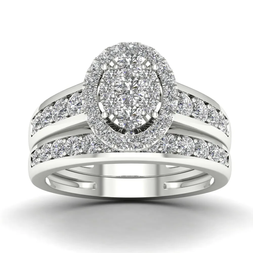 De Couer 1ct TDW Diamond Cluster Engagement Ring Set - White sold by Zulily product image thumbnail 3