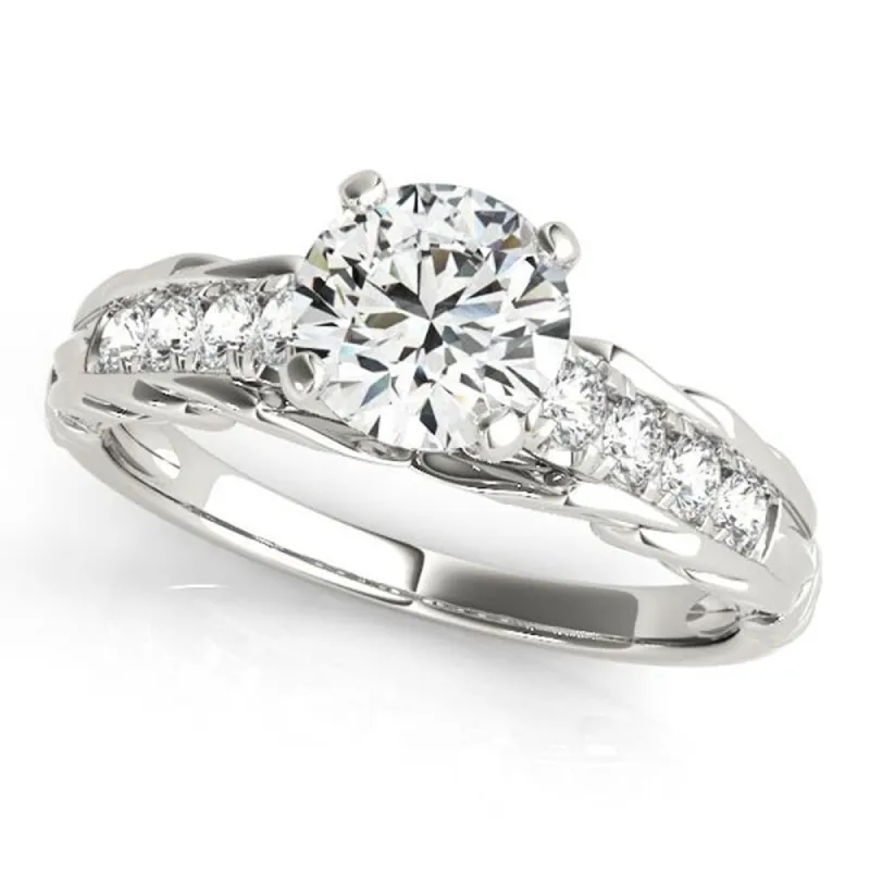 Auriya 14k Gold Unique Vintage 4ct Moissanite and 1/6ctw Diamond Engagement Ring sold by Zulily