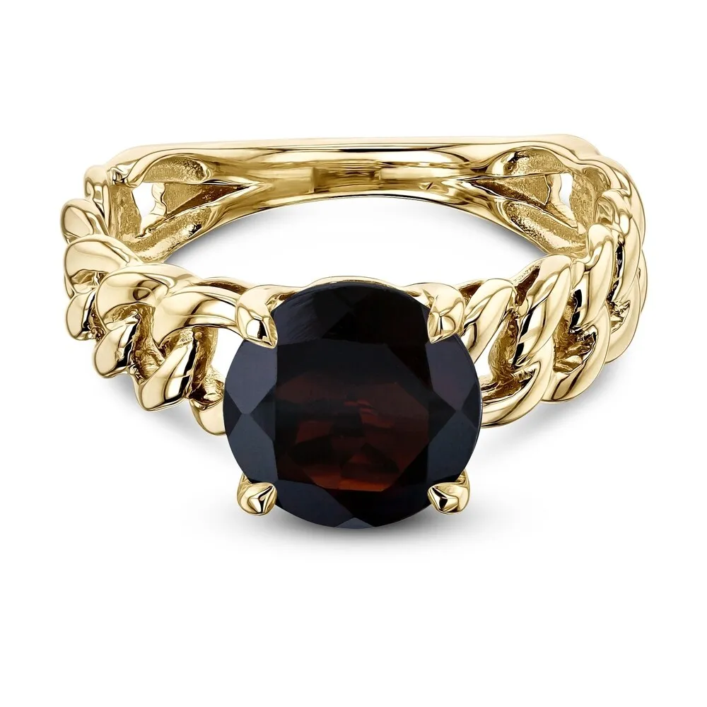Annello by Kobelli 14k Yellow Gold Round Garnet Solitaire Chain Link Ring sold by Zulily product image thumbnail 3
