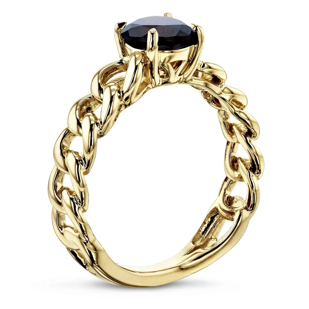 Annello by Kobelli 14k Yellow Gold Round Garnet Solitaire Chain Link Ring sold by Zulily product image thumbnail 2
