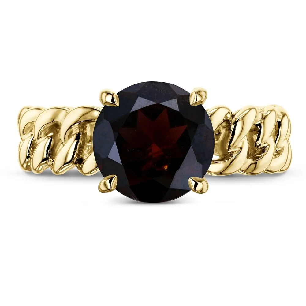Annello by Kobelli 14k Yellow Gold Round Garnet Solitaire Chain Link Ring sold by Zulily product image thumbnail 4