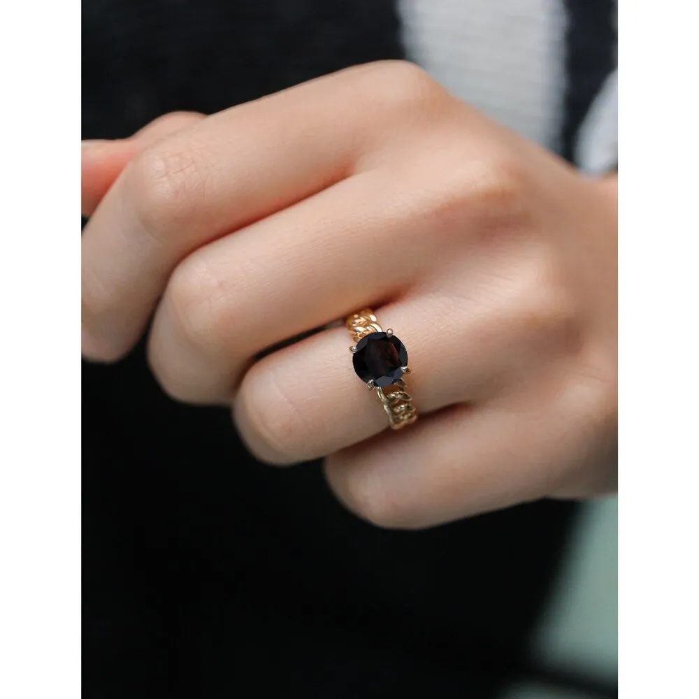Annello by Kobelli 14k Yellow Gold Round Garnet Solitaire Chain Link Ring sold by Zulily product image thumbnail 5
