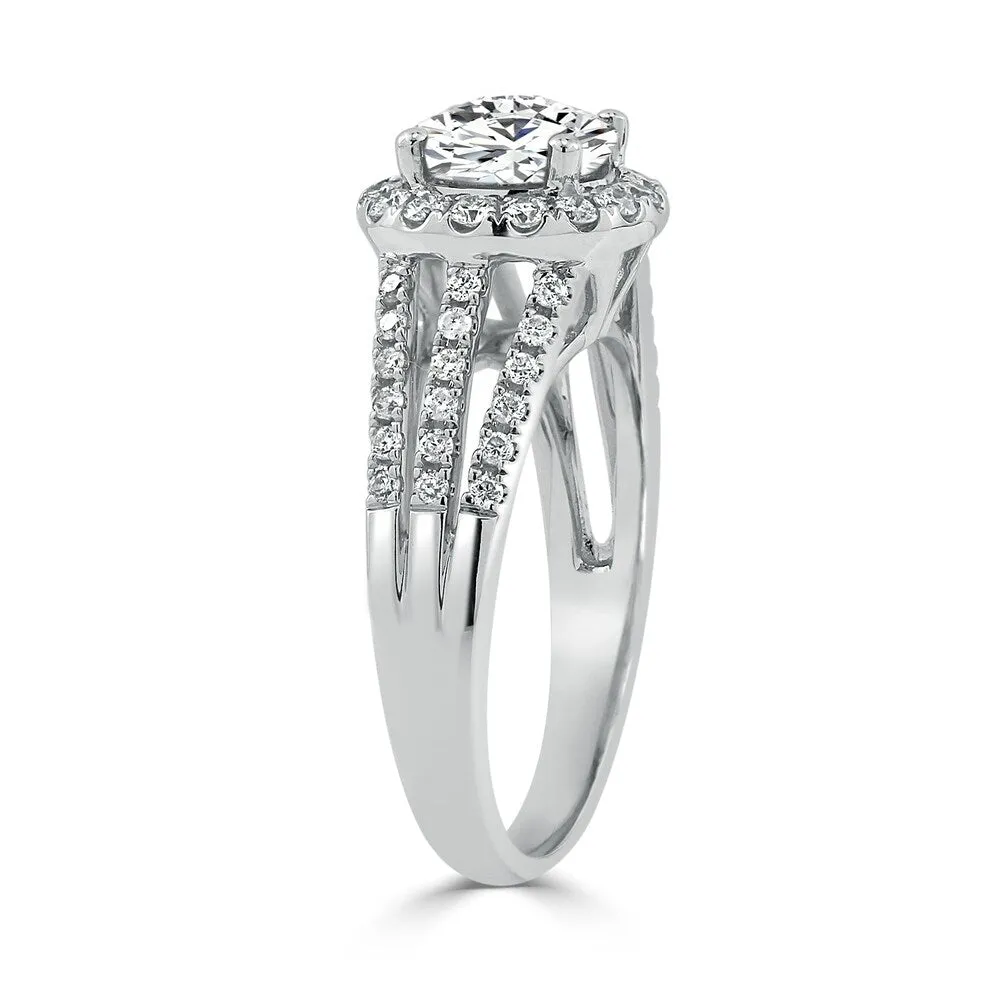 Round 1 5/8ct Moissanite and 1/2ct TDW Diamond Halo Engagement Ring sold by Zulily product image thumbnail 3