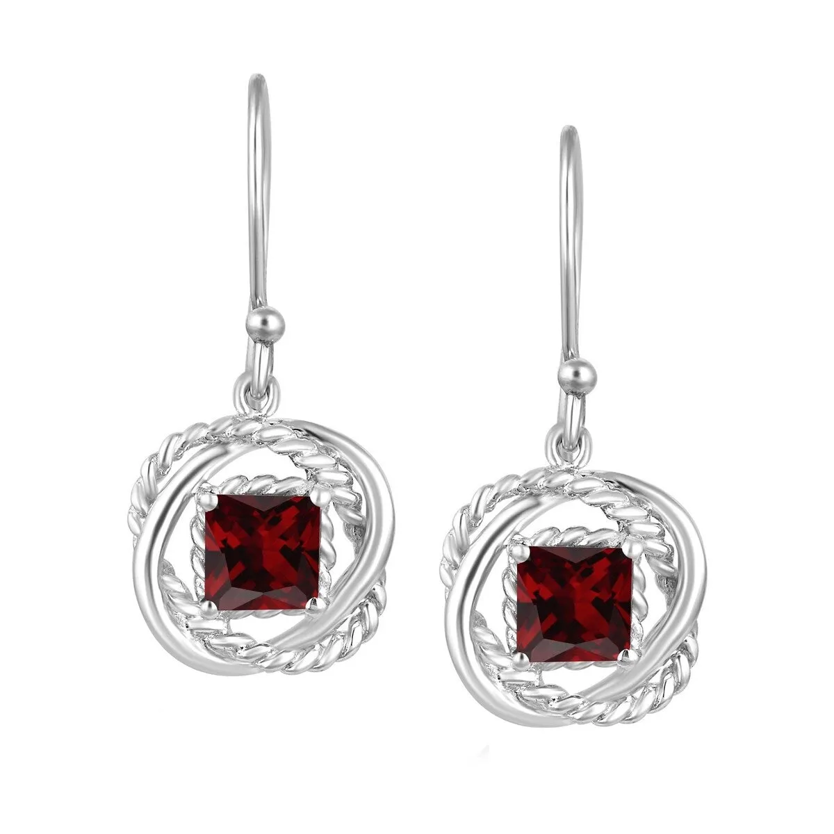Sterling Silver with Natural Garnet Twisted Wire Earring sold by Zulily product image thumbnail 2