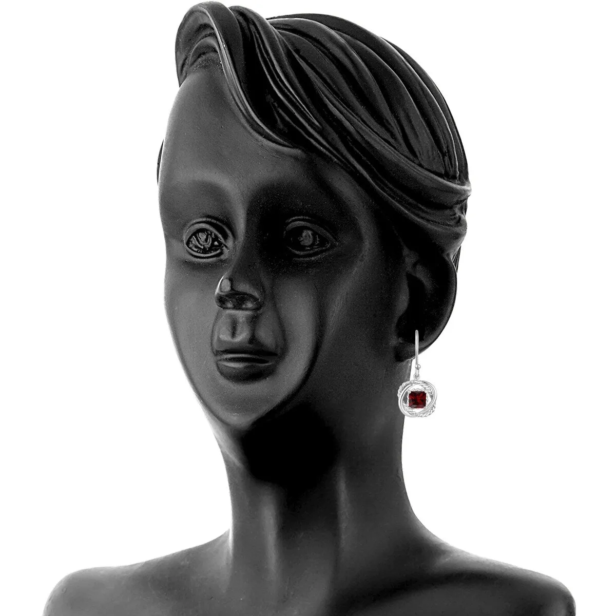 Sterling Silver with Natural Garnet Twisted Wire Earring sold by Zulily product image thumbnail 4