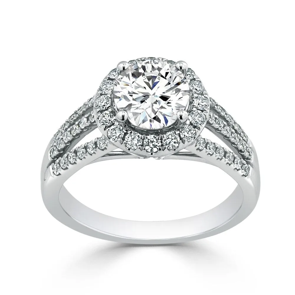 Round 1 5/8ct Moissanite and 1/2ct TDW Diamond Halo Engagement Ring sold by Zulily product image thumbnail 2