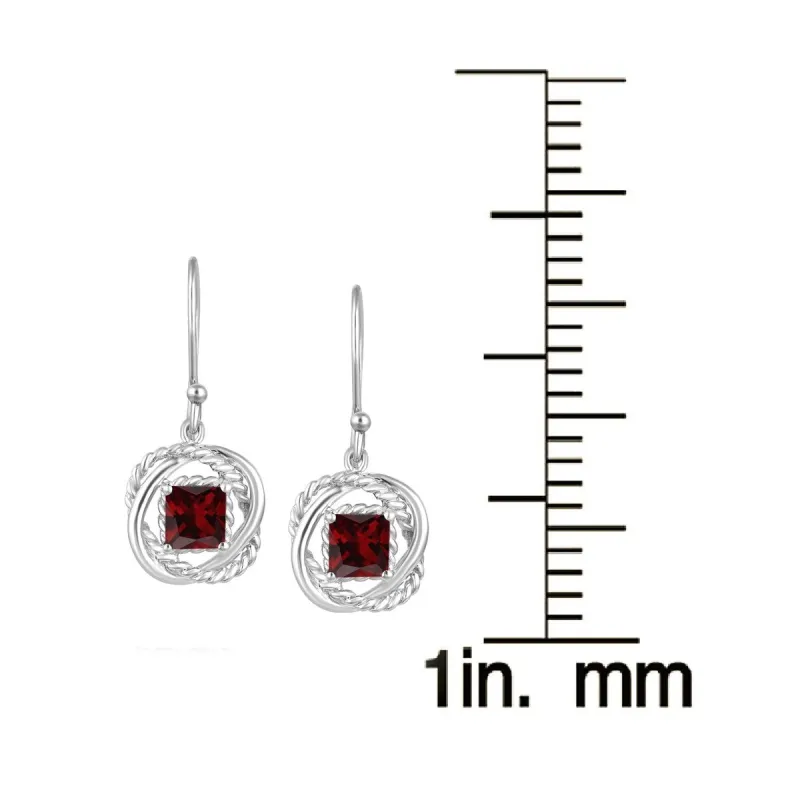 Sterling Silver with Natural Garnet Twisted Wire Earring sold by Zulily