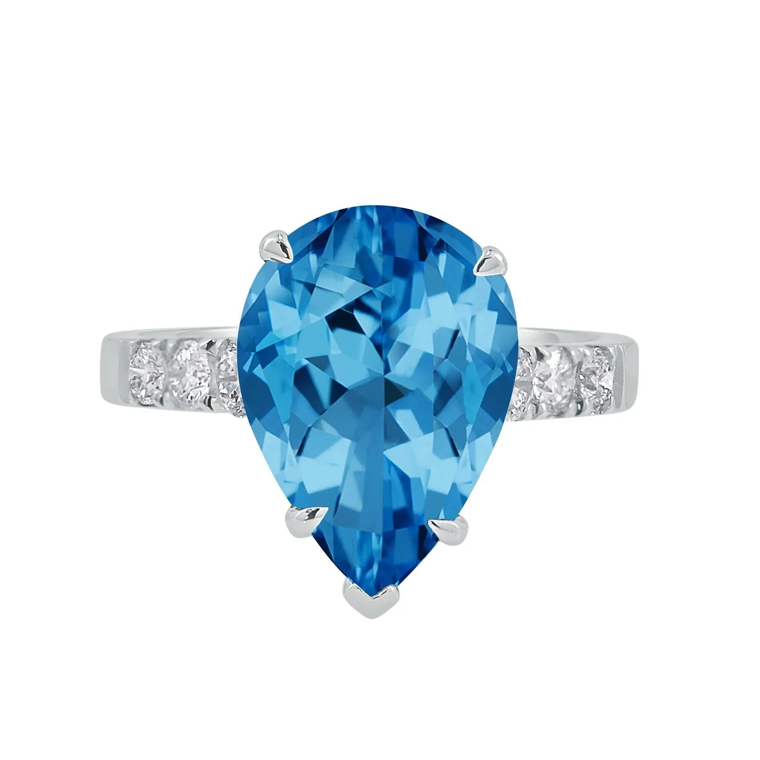Auriya 5 5/8ct Pear-cut Blue Topaz and Diamond Ring 3/8cttw 18K Gold sold by Zulily product image thumbnail 2