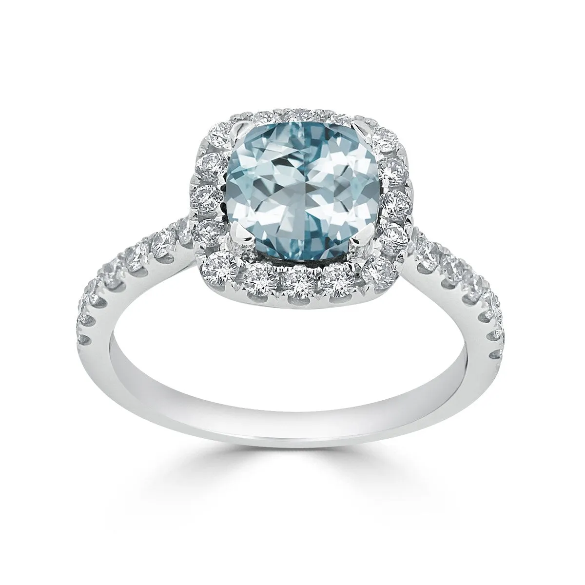 Auriya 3/4ct Cushion-cut Aquamarine and Halo Diamond Engagement Ring 1/2cttw 14k Gold sold by Zulily product image thumbnail 3
