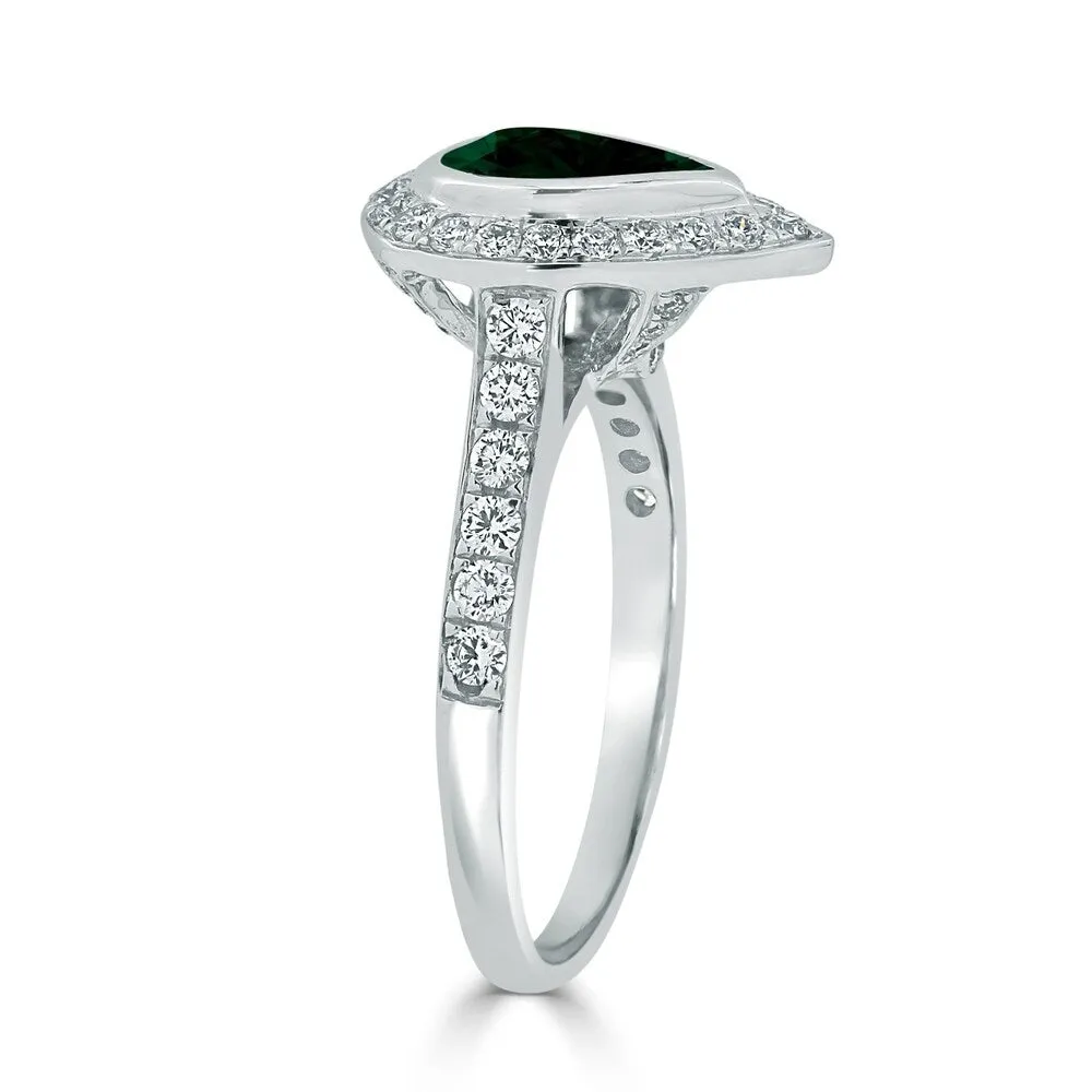 Auriya 1 1/5ct Pear Shape Green Emerald Halo Diamond Ring 5/8ctw 18K Gold sold by Zulily product image thumbnail 3
