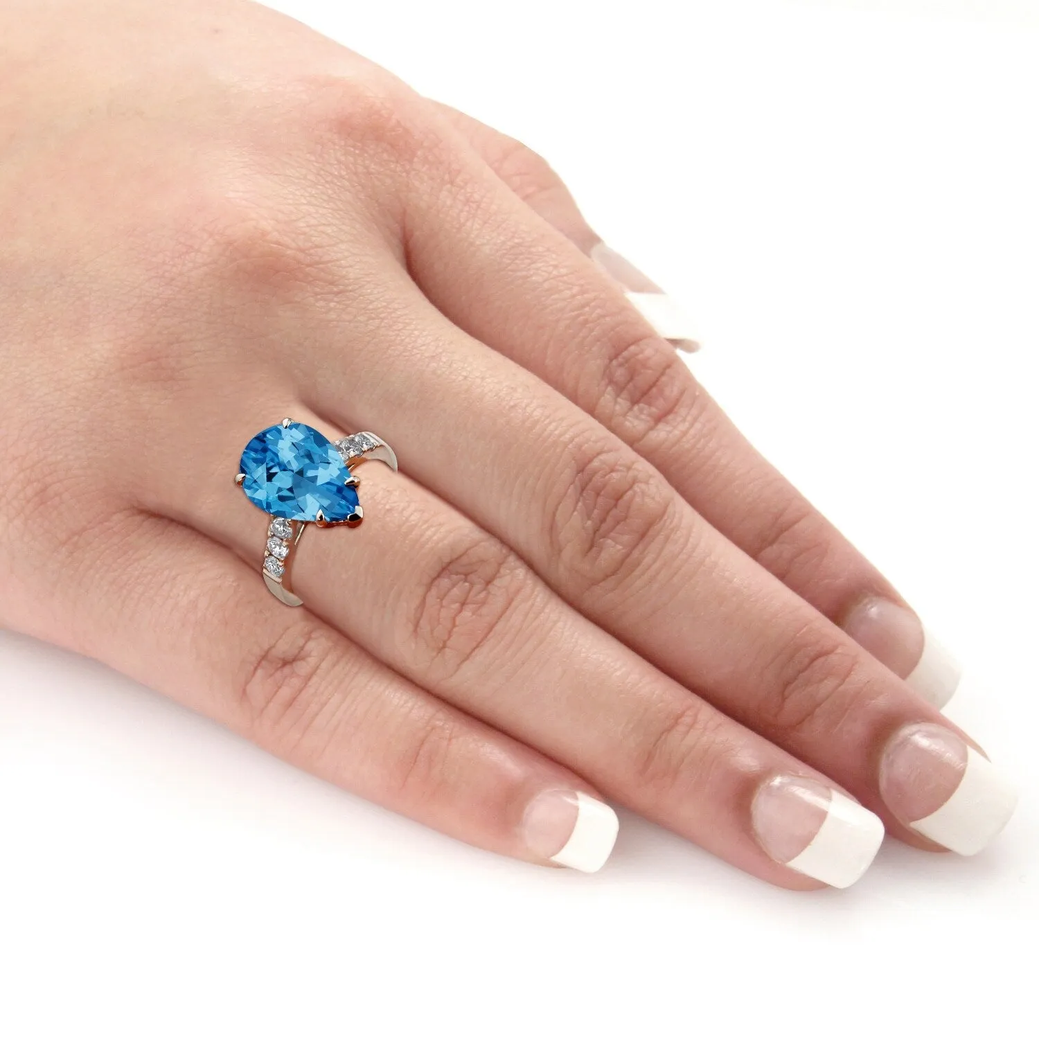 Auriya 5 5/8ct Pear-cut Blue Topaz and Diamond Ring 3/8cttw 18K Gold sold by Zulily product image thumbnail 5