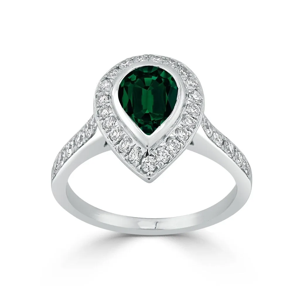 Auriya 1 1/5ct Pear Shape Green Emerald Halo Diamond Ring 5/8ctw 18K Gold sold by Zulily