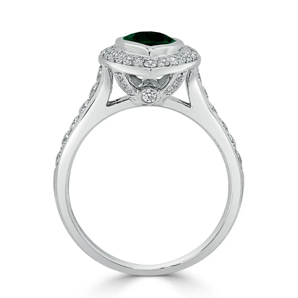 Auriya 1 1/5ct Pear Shape Green Emerald Halo Diamond Ring 5/8ctw 18K Gold sold by Zulily product image thumbnail 4