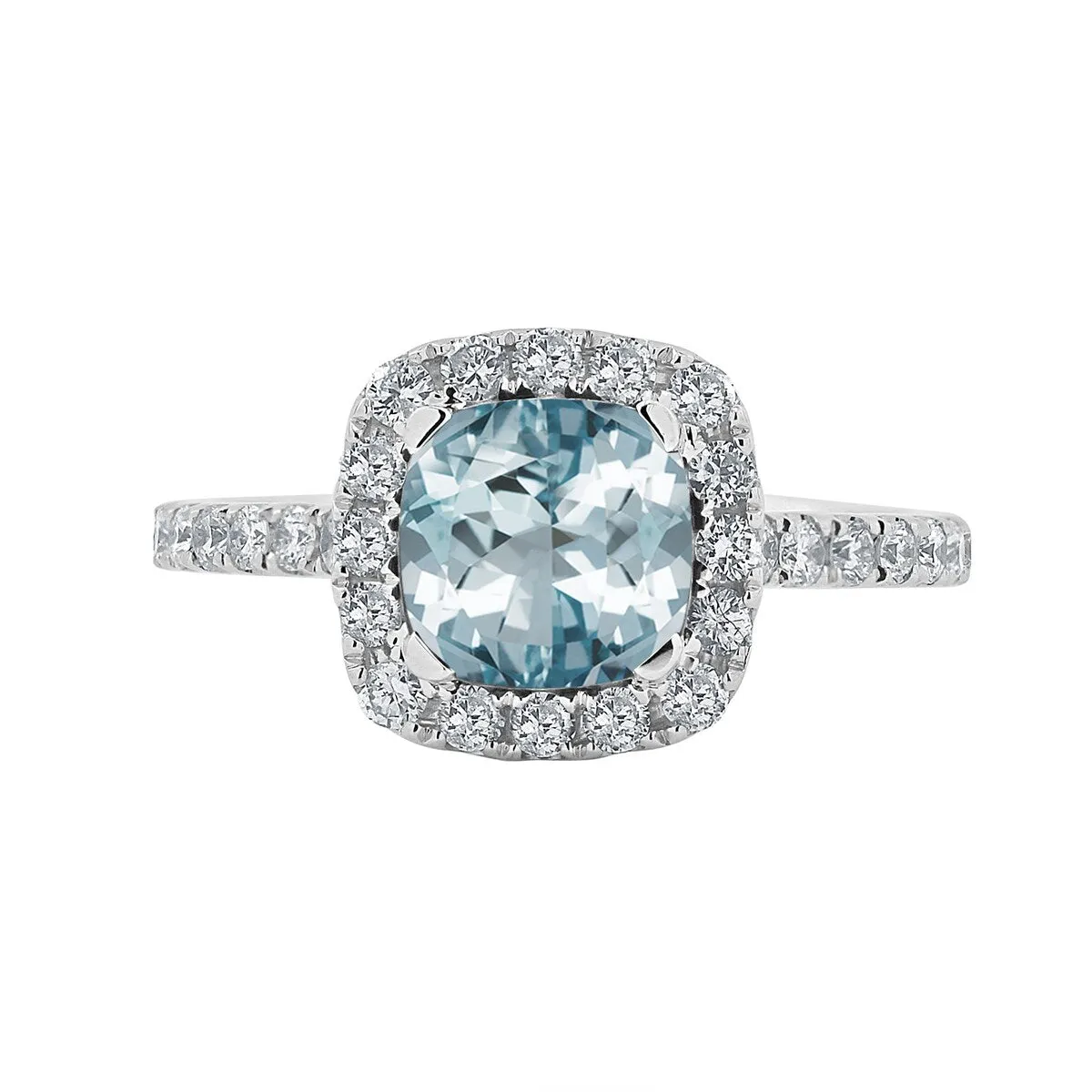 Auriya 3/4ct Cushion-cut Aquamarine and Halo Diamond Engagement Ring 1/2cttw 14k Gold sold by Zulily product image thumbnail 2