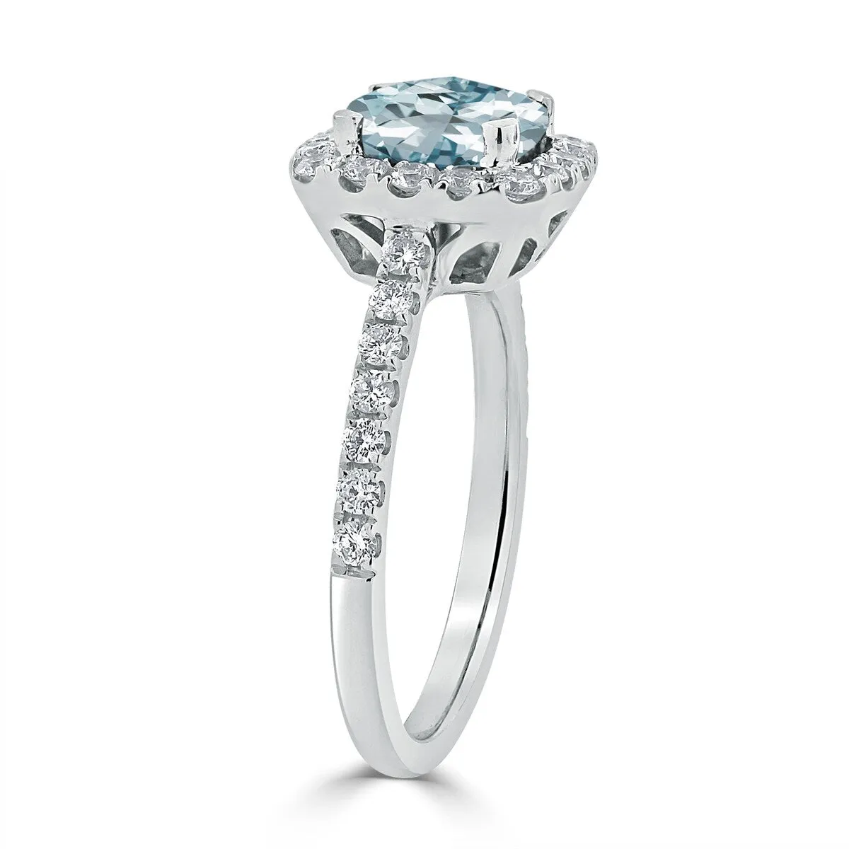 Auriya 3/4ct Cushion-cut Aquamarine and Halo Diamond Engagement Ring 1/2cttw 14k Gold sold by Zulily product image thumbnail 4