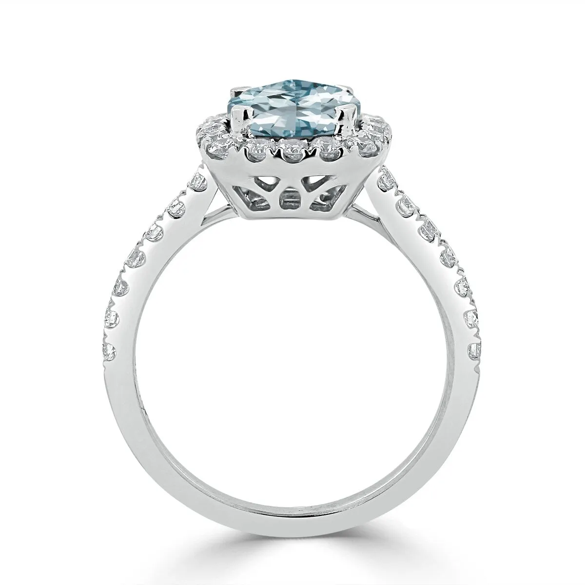 Auriya 3/4ct Cushion-cut Aquamarine and Halo Diamond Engagement Ring 1/2cttw 14k Gold sold by Zulily product image thumbnail 5
