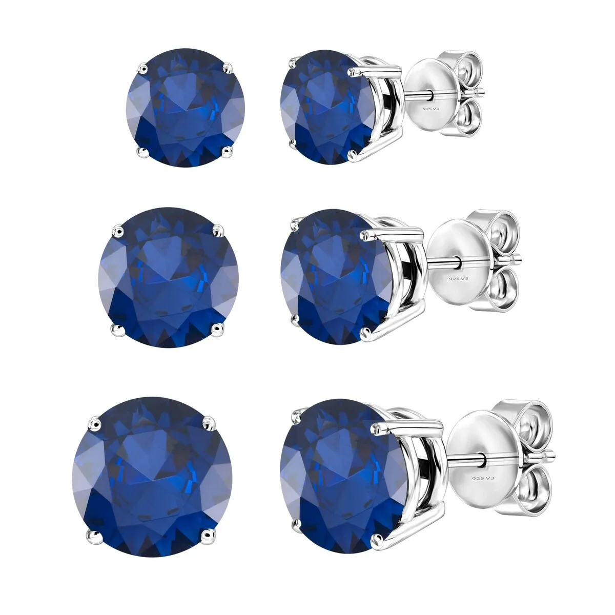 Sterling Silver with Blue Sapphire Stud Earring sold by Zulily product image thumbnail 2