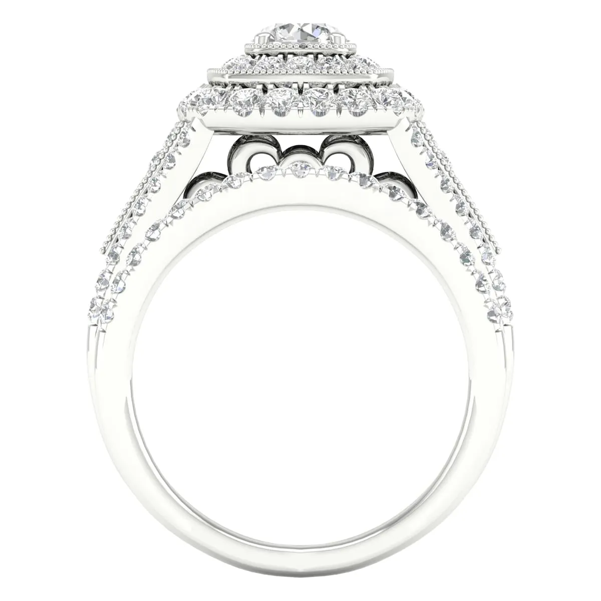 1 3/4ct TDW Diamond Double Halo Bridal Set in 10k Gold by De Couer sold by Zulily product image thumbnail 3