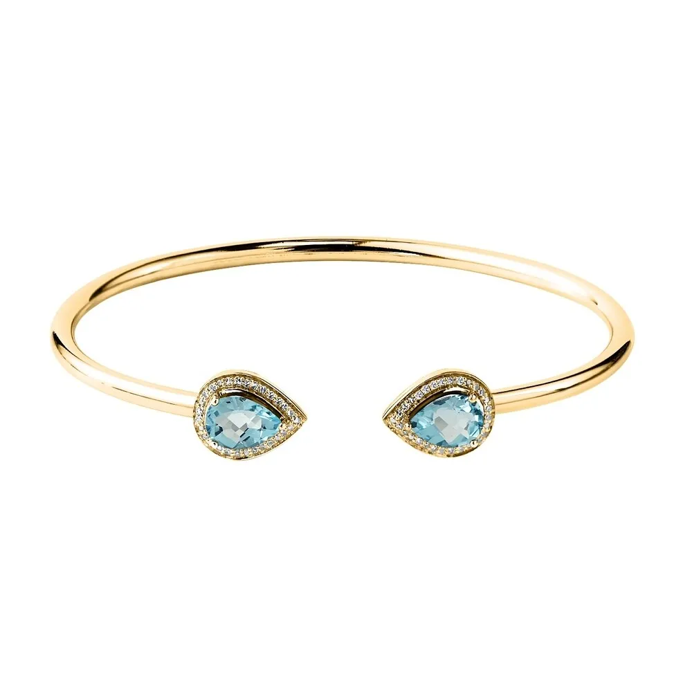 Auriya 2ct Pear-cut Sky-Blue Topaz Gold over Silver Bangle Bracelet with Diamond Accents sold by Zulily product image thumbnail 2
