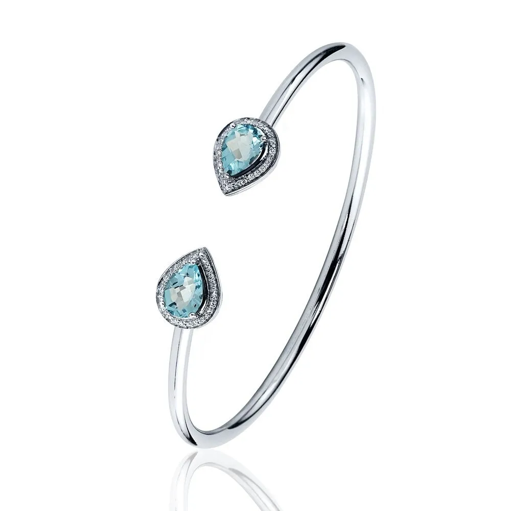 Auriya 2ct Pear-cut Sky-Blue Topaz Gold over Silver Bangle Bracelet with Diamond Accents sold by Zulily product image thumbnail 4